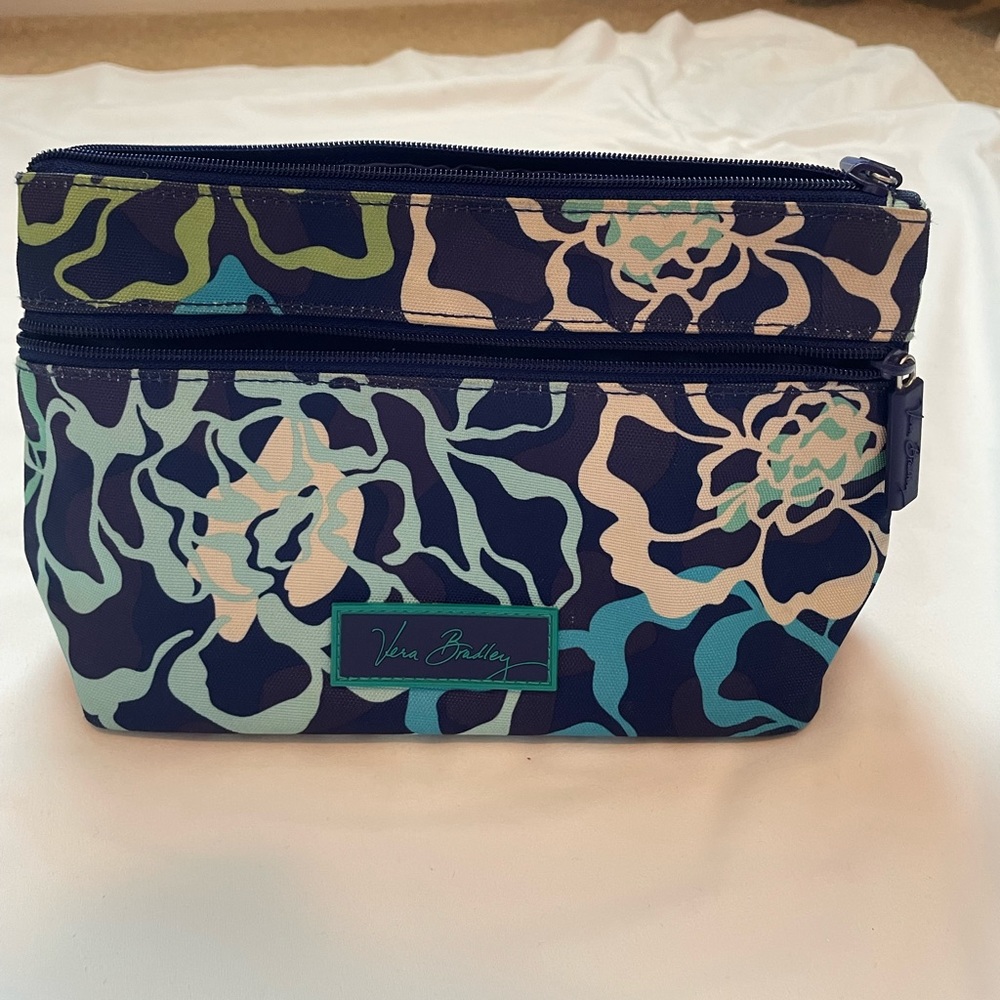 Vera Bradley Blue and Green Flower Patterned Pencil Case